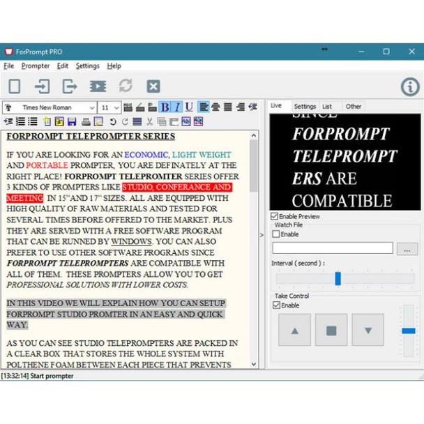Fortinge FORPROMPT Teleprompter Software