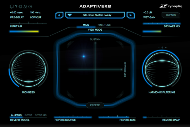 Zynaptiq ADAPTIVERB Harmonic Tracking Resynthesis Reverb Plug-In