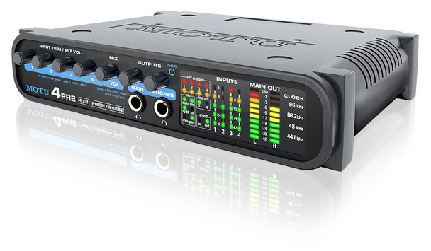 MOTU 4pre Compact Audio Interface with Four Mic Preamps and Mixing