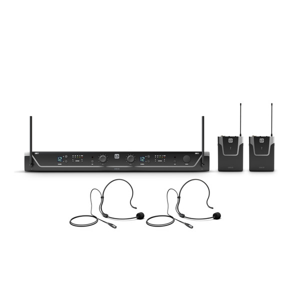 LD Systems U305 BPH2 Dual Wireless Microphone System with 2 x Bodypack and 2 x Headset - 514 - 542 MHz