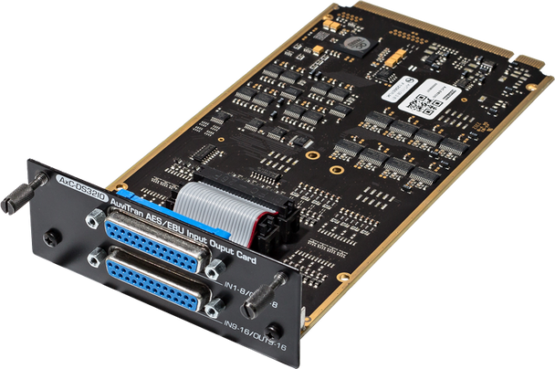 Auvitran AxC-DS32io AES3 card with 16 In with SRC and 16 Out on 2x DB-25