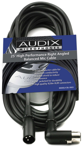 Audix CBLDR25 25' Right Angled Balanced Mic Cable