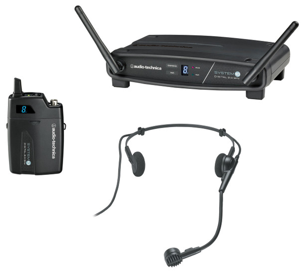 Audio-Technica System-10 ATW-R1100 Receiver, ATW-T1001 UniPak Transmitter System & PRO 8HEcW Headworn Mic