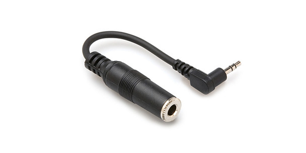 Hosa Headphone Adaptor 1/4 in TRS to Right-angle 3.5 mm TRS