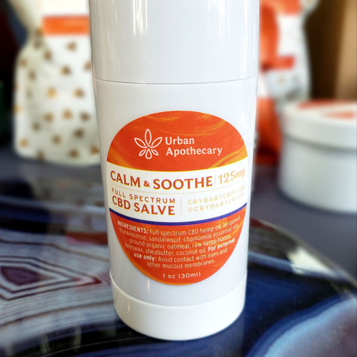 Urban Apothecary's Calm & Soothe Salve is a pain reliever and skin protectant for rashy or irritated skin.