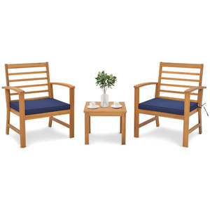 3 Pieces Outdoor Furniture Set with Soft Seat Cushions-Navy - Color: Navy D681-HW72089NY 3 Pieces Outdoor Furniture Set with Soft Seat Cushions-Navy - Color: Navy D681-HW72089NY