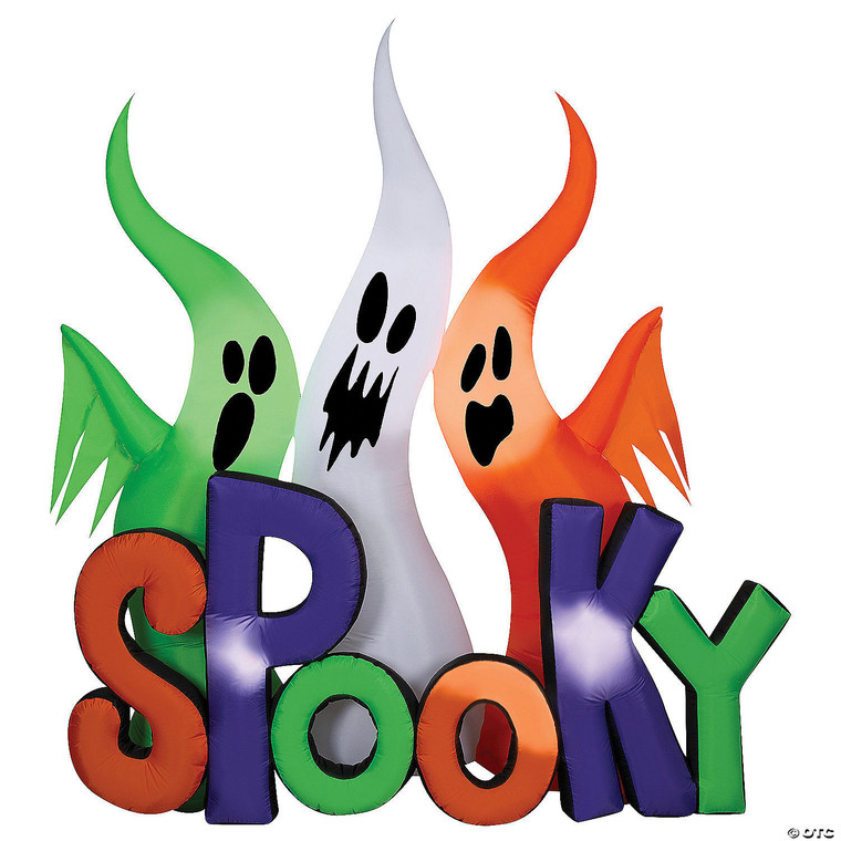 96inch Airblown Inflatable Ghosts with Spooky Sign Halloween Yard Decoration N274-MR01SS550445G
