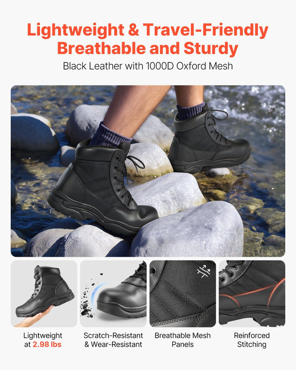 Men's Military Tactical Boots, 6 inch Combat Hiking Work Boots, Lightweight & Breathable & Sturdy M E415-ZSZX6INCHHSMO57L5001V0