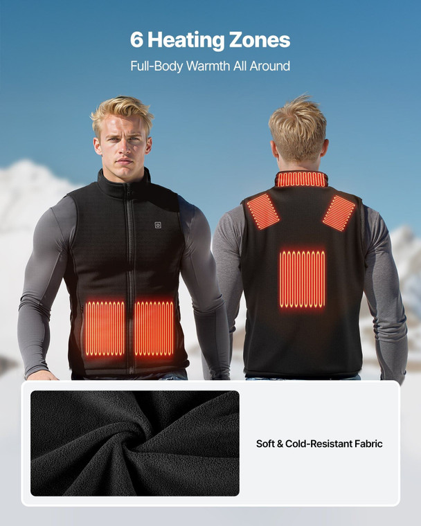 Heated Vest, Men Electric Heating Vest with 16000 mAh Battery Pack, 6 Heating Zones Lightweight Rec E415-JRKNK6QLMHS06LV45001V9