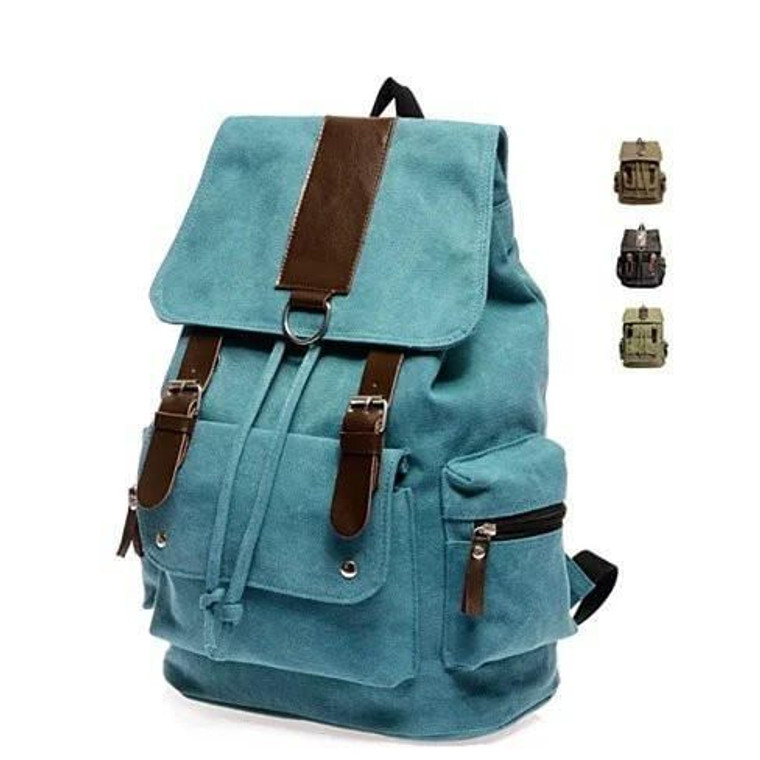 Color: Brown - Back To Campus Canvas Backpack In 4 Colors K290-5744049925