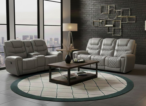 98705 Sofa & Glider Loveseat Set: Light Gray & Cream