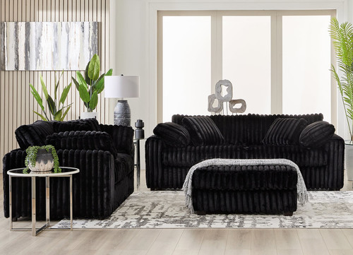 24550 Sofa & Loveseat Set: Mondo Black