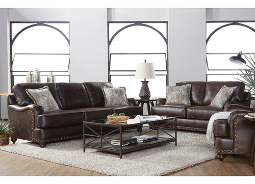 17255 Sofa & Loveseat Set: Ridgeline Brownie
