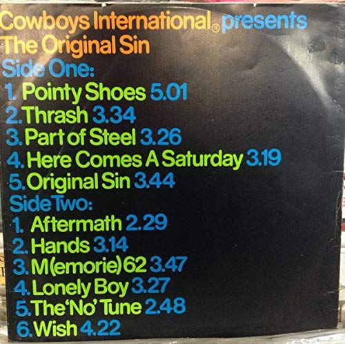 Cowboys International-"The Original Sin" 1979 Original LP UK IMPORT New Wave [Vi