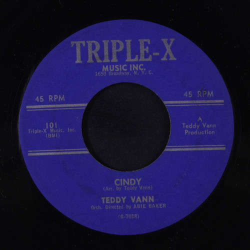 Teddy Vann-"Cindy/I'm Waiting" 1960 Original POPCORN SOUL R&B 45 Triple-X