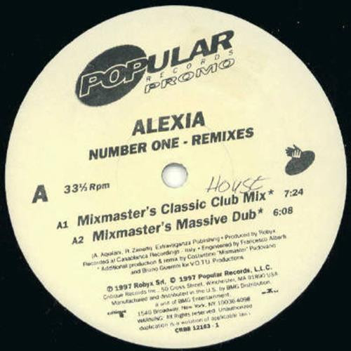 Alexia-"Number One (Remixes) 1997 12" Maxi-Single PROMO House