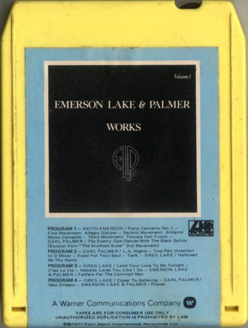Emerson, Lake & Palmer-"Works-Volume I" 1977 8-TRACK TAPE CANADA Play-Tested!