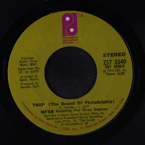 MFSB Featuring The Three Degrees-"(TSOP) The Sound of Philadelphia" 1973 45rpm