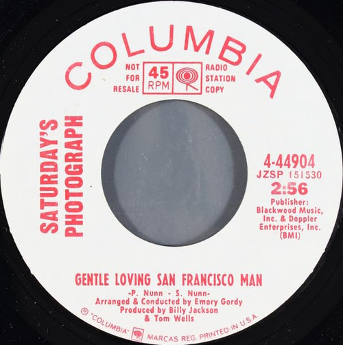 Saturday's Photograph-Gentle Loving San Francisco Man WL-PROMO 45rpm FOLK-PSYCH