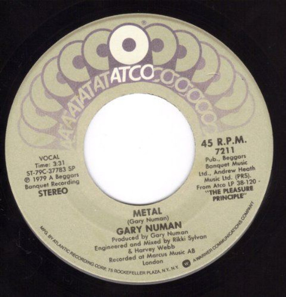 Cars/Metal (VG 45 rpm) [Vinyl] Gary Numan