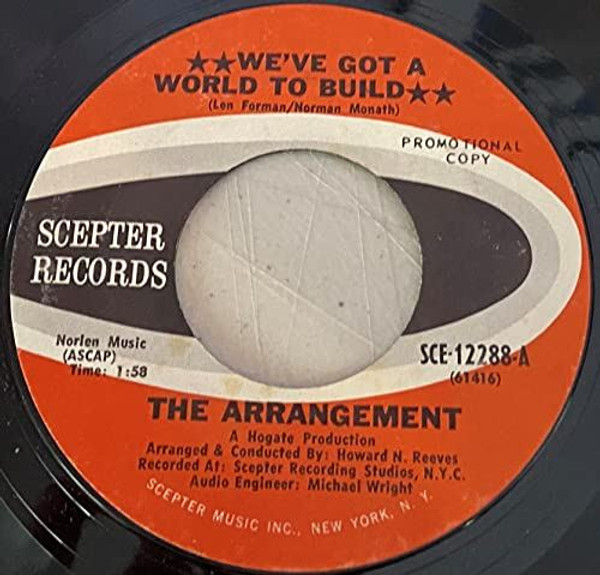 The Arrangement-"We've Got a World to Build/Chataqua" 1970 Original PROMO 45rpm