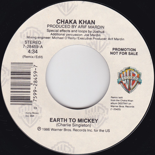 Chaka Khan-"Earth to Mickey" 1986 PROMO 45rpm SLEEVE NM!