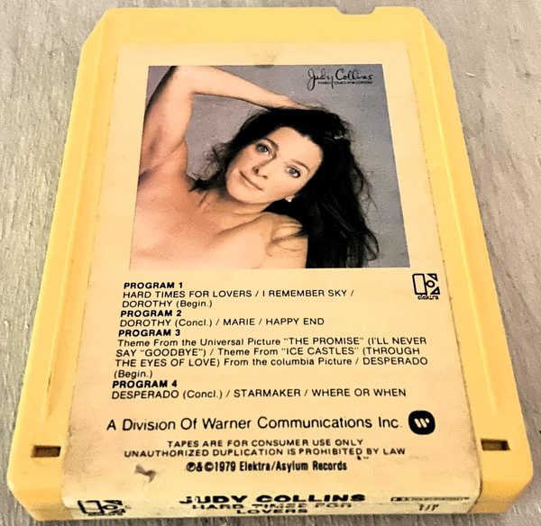 Judy Collins-"Hard Times For Lovers" 1979 8-TRACK Tape CANADA Import PLAY-TESTED