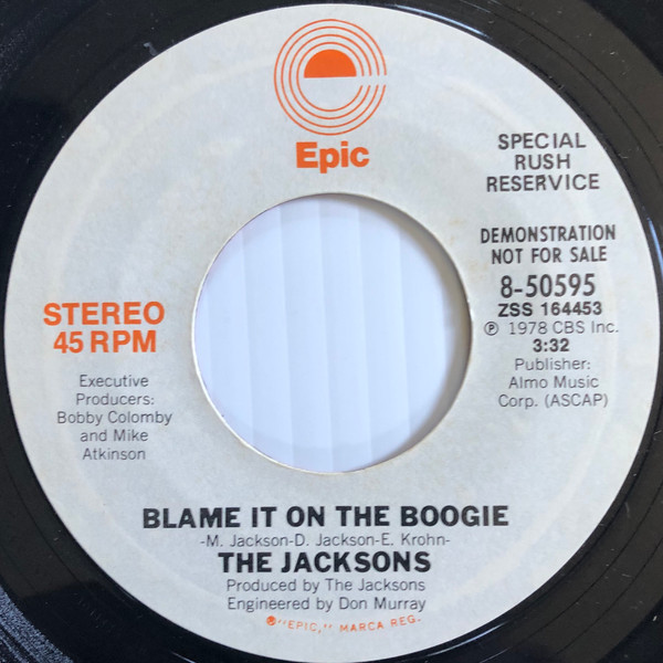 The Jacksons-Blame it on The Boogie 1978 STEREO/MONO Promo 45rpm MICHAEL JACKSON