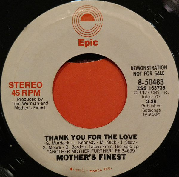 Mother's Finest-"Thank You for The Love" PROMO 45rpm STEREO MONO Funk