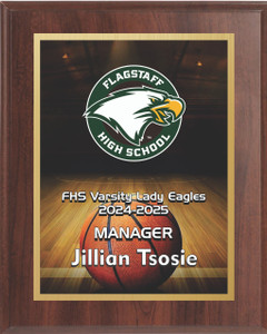 Full Color Classic Cherry Finish Sports Plaque Dual Plated Full Color Classic Cherry Finish Sports Plaque Dual Plated