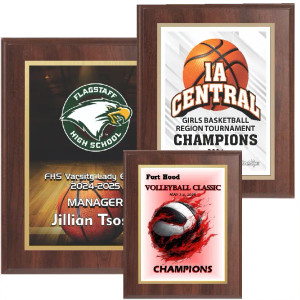 Full Color Classic Cherry Finish Sports Plaque