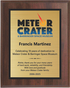 Cherry Finish Plaque with Colored Logo/Art and Text, includes background plate