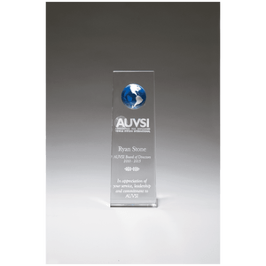 Crystal Trophy with Blue Globe - 8" Tall Crystal Trophy with Blue Globe - 8" Tall