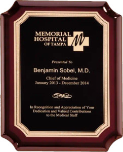 Rosewood High Gloss Plaque with Black Gold Florentine Border Plate