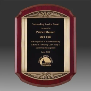 Piano Finish Plaque with Antique Bronze Finish Frame Casting with Black Engraving Plate
