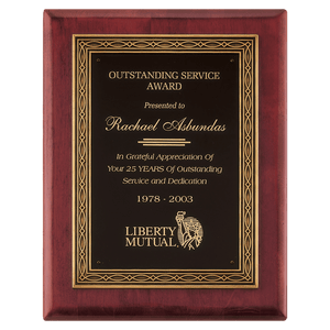 Rosewood Piano Finish Plaque w/Antique Bronze Cast Frame and Black Brass Plate - 11" x 14" Rosewood Piano Finish Plaque w/Antique Bronze Cast Frame and Black Brass Plate - 11" x 14"