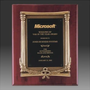 Rosewood Piano Finish Plaque, Antique Bronze Frame Casting, Black Brass Plate