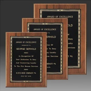 Jewelers Black/Gold Border Plate on an American Walnut Plaque