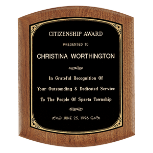 Coventry Series American Walnut Plaque with Gold Border