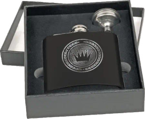 6 oz. Matte Black Flask Set in Black Presentation Box