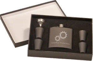 6 oz. Matte Black Flask Set