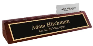 10 1/2" Rosewood Piano Finish Desk Wedge with Business Card Holder