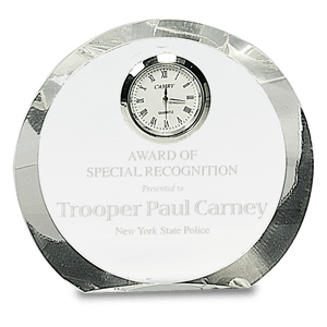 Clear Crystal Round with Clock - 4 1/2" - CRY169 Clear Crystal Round with Clock - 4 1/2" - CRY169