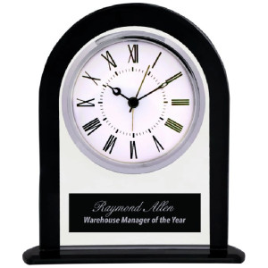 Black/Clear Glass Arch Clock