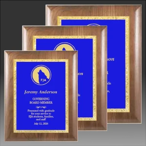 Premium Walnut Plaque with Blue Florentine Border