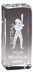 Softball Crystal - 4 1/2" Tall - CRY1290 Softball Crystal - 4 1/2" Tall - CRY1290