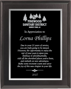 Black Plate backed by Silver Plate on Matte Black Plaque - PX2819 Black Plate backed by Silver Plate on Matte Black Plaque - PX2819