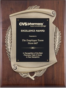 Solid Walnut Plaque with Scroll Casting -11" x 15" - P392C Solid Walnut Plaque with Scroll Casting -11" x 15" - P392C