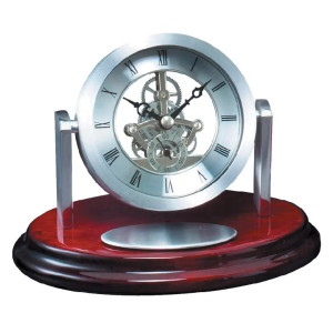 Silver Skeleton Clock on Oval Base