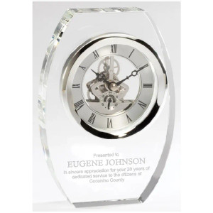 7" Oval Crystal Clock